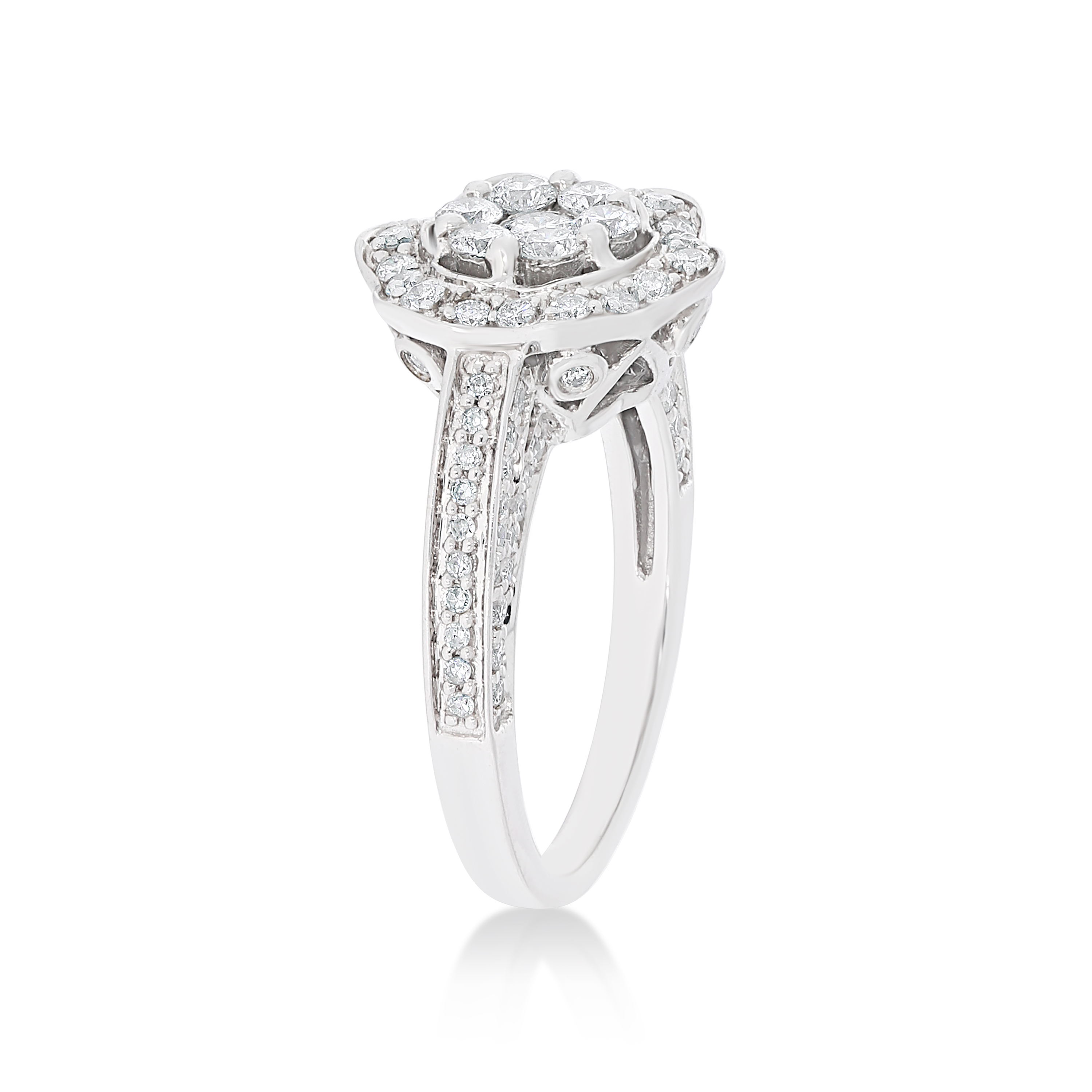Diamond Engagement Ring Flower Setting 1.00 ct. 14k White Gold